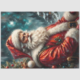 Weihnachtsmann im Winterhimmel Klassischer Weihn Seidenpapier