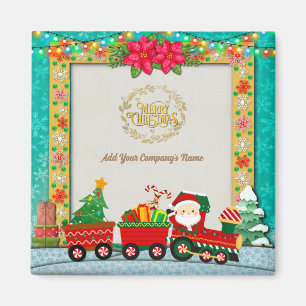 Weihnachtsmann im Zug mit Geschenken und Weihnacht Magnet