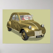 Weihnachtsmann in Citroen 2 CV Poster (Vorne)