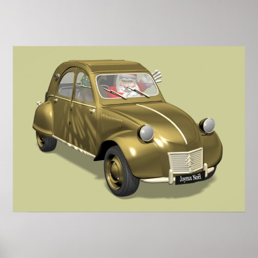 Weihnachtsmann in Citroen 2 CV Poster (Vorne)
