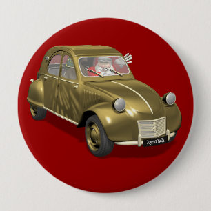 Weihnachtsmann in Citroen 2CV Button