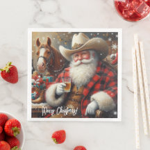Weihnachtsmann in Cowboy hat Weihnachten
