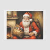 Weihnachtsmann in der Nähe des Kamins zu Weihnacht Seidenpapier (Vorderseite)