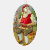 Weihnachtsmann in der Werkstatt im Vintage-Stil Keramikornament (Rechts)