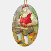Weihnachtsmann in der Werkstatt im Vintage-Stil Keramikornament (Links)