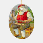 Weihnachtsmann in der Werkstatt im Vintage-Stil Keramikornament (Hinten)