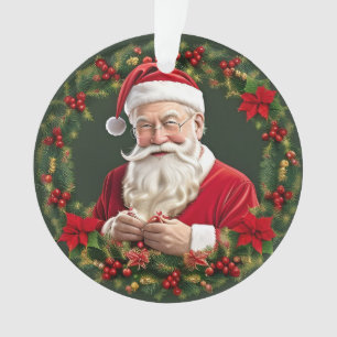 Weihnachtsmann in einem festlichen Kranz Ornament