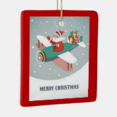 Weihnachtsmann in einem Flugzeug Keramikornament (Rechts)