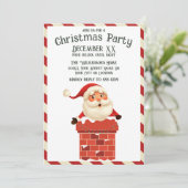 Weihnachtsmann in einem Kamin Bunte Weihnachten Einladung (Stehend Vorderseite)
