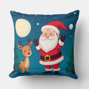 Weihnachtsmann in einer magischen Winterlandschaft Kissen