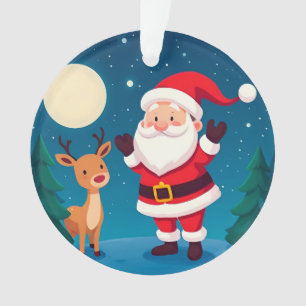 Weihnachtsmann in einer magischen Winterlandschaft Ornament