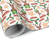 Weihnachtsmann in Grün und Rot Geschenkpapier (Rolleneckpunkt)