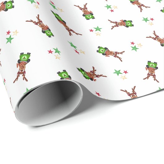 Weihnachtsmann in Grün und Rot Geschenkpapier (Rolleneckpunkt)