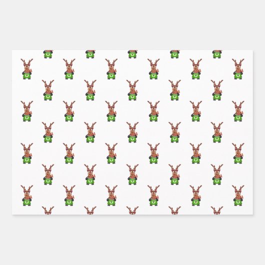 Weihnachtsmann in Grün und Rot Geschenkpapier Set (Vorderseite 3)