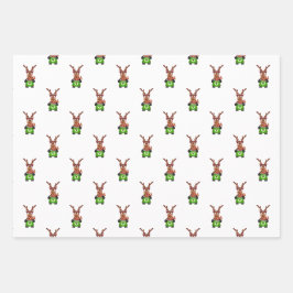 Weihnachtsmann in Grün und Rot Geschenkpapier Set