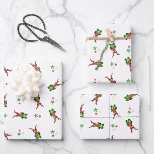 Weihnachtsmann in Grün und Rot Geschenkpapier Set