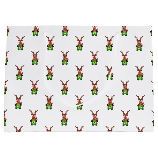 Weihnachtsmann in Grün und Rot Große Geschenktüte (Vorderseite)