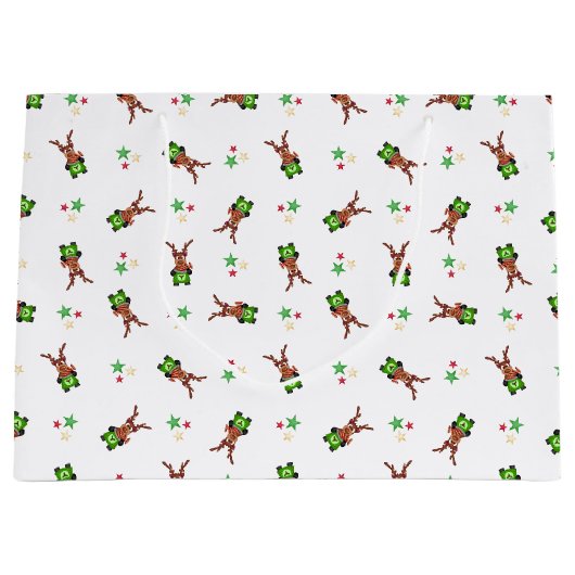 Weihnachtsmann in Grün und Rot Große Geschenktüte (Vorderseite)