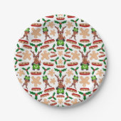 Weihnachtsmann in Grün und Rot Pappteller (Vorderseite)