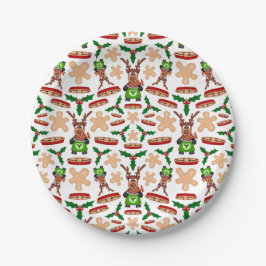 Weihnachtsmann in Grün und Rot Pappteller