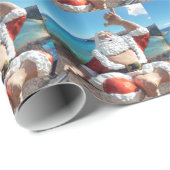 Weihnachtsmann in Hawaii Geschenkpapier (Rolleneckpunkt)