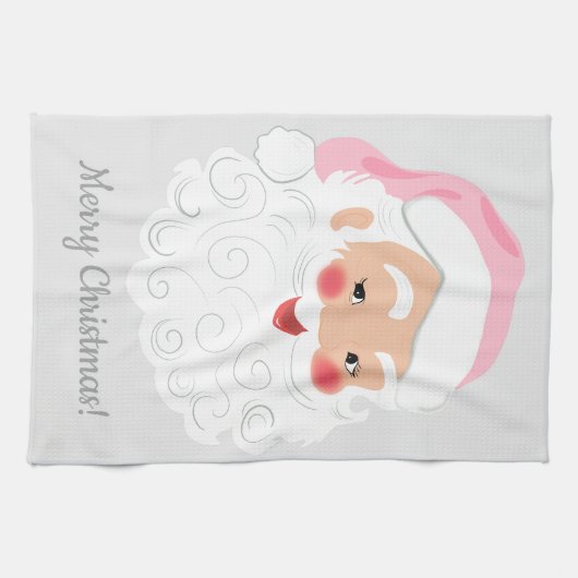 Weihnachtsmann in Pink Hat Weihnachten Geschirrtuch (Horizontal)