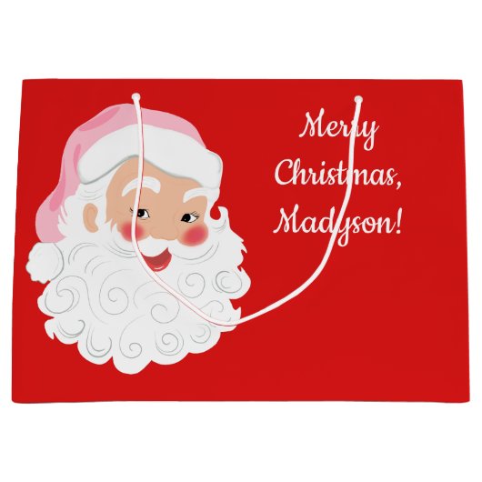 Weihnachtsmann in Pink Hat Weihnachten Große Geschenktüte (Vorderseite)