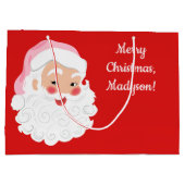 Weihnachtsmann in Pink Hat Weihnachten Große Geschenktüte (Rückseite)