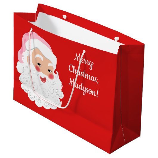 Weihnachtsmann in Pink Hat Weihnachten Große Geschenktüte (Vorderseite Schrägansicht)