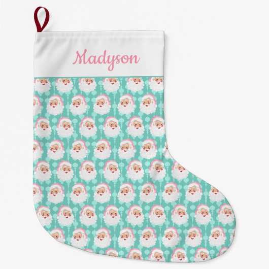 Weihnachtsmann in Pink Hat Weihnachten Großer Weihnachtsstrumpf (Vorderseite)