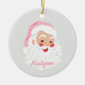 Weihnachtsmann in Pink Hat Weihnachten Keramik Ornament (Vorne)