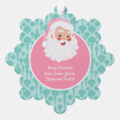 Weihnachtsmann in Pink Hat Weihnachten Ornament Karte (Rückseite)