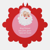 Weihnachtsmann in Pink Hat Weihnachten Ornament Karte (Rückseite)