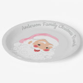 Weihnachtsmann in Pink Hat Weihnachten Pappteller (Schrägansicht)