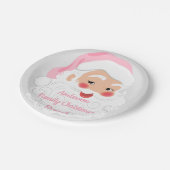 Weihnachtsmann in Pink Hat Weihnachten Pappteller (Schrägansicht)