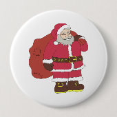 Weihnachtsmann in rot mit Geschenktasche und Brill Button (Vorderseite)