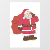 Weihnachtsmann in rot mit Geschenktasche und Brill Fensteraufkleber (Blatt)