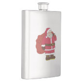 Weihnachtsmann in rot mit Geschenktasche und Brill Flachmann (Rechts)