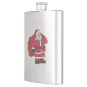 Weihnachtsmann in rot mit Geschenktasche und Brill Flachmann (Links)