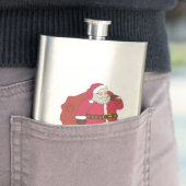 Weihnachtsmann in rot mit Geschenktasche und Brill Flachmann (Beispiel)