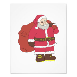 Weihnachtsmann in rot mit Geschenktasche und Brill Fotodruck