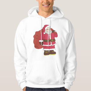 Weihnachtsmann in rot mit Geschenktasche und Brill Hoodie