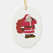 Weihnachtsmann in rot mit Geschenktasche und Brill Keramik Ornament (Hinten)