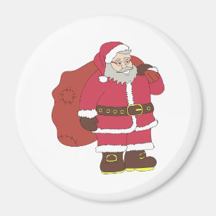 Weihnachtsmann in rot mit Geschenktasche und Brill Magnet