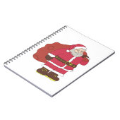 Weihnachtsmann in rot mit Geschenktasche und Brill Notizblock (Linke Seite)