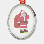 Weihnachtsmann in rot mit Geschenktasche und Brill Ornament Aus Metall (Links)