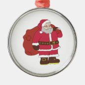 Weihnachtsmann in rot mit Geschenktasche und Brill Ornament Aus Metall (Vorne)