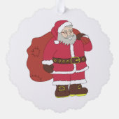 Weihnachtsmann in rot mit Geschenktasche und Brill Ornament Karte (Rückseite)