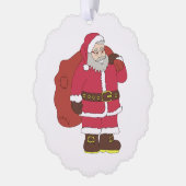 Weihnachtsmann in rot mit Geschenktasche und Brill Ornament Karte (Links)