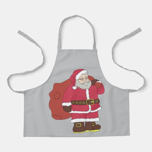 Weihnachtsmann in rot mit Geschenktasche und Brill Schürze (Vorderseite)